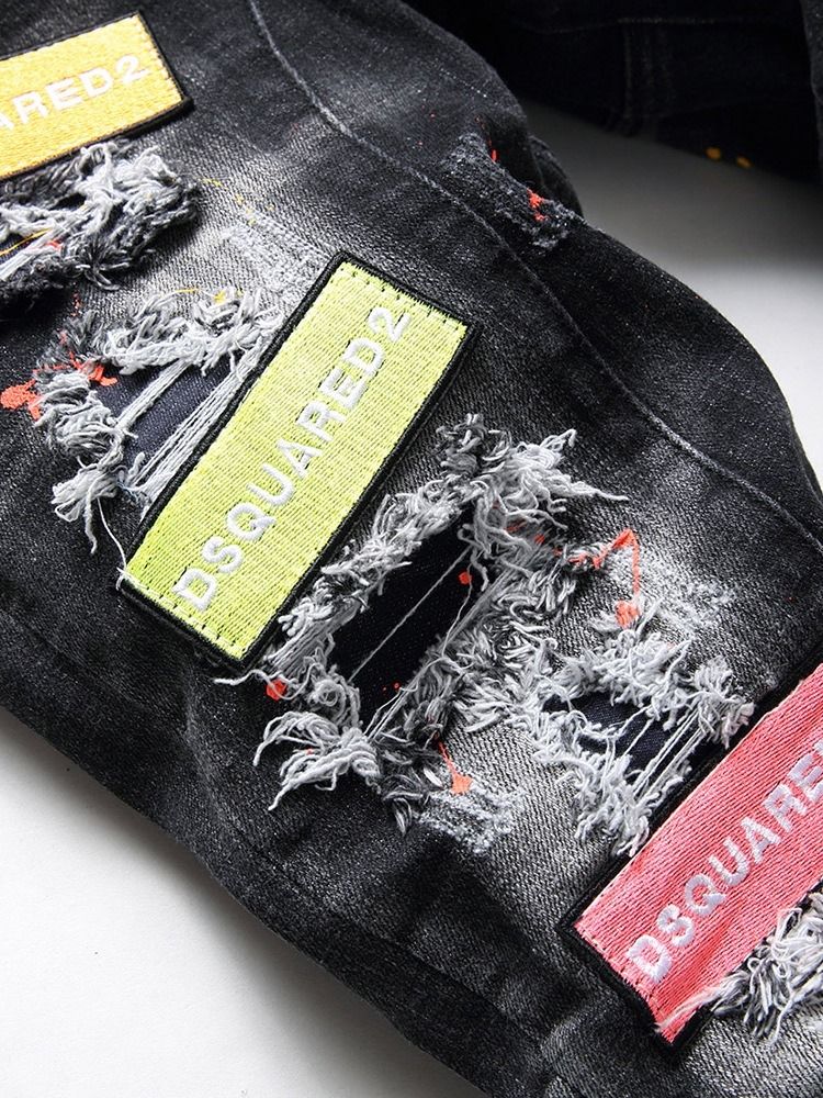 Bokstav Rak Knapp Koreanska Mid Waist Män Jeans