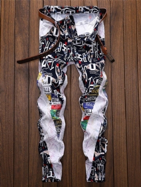 Color Block Rak Patchwork European Mid Waist Jeans