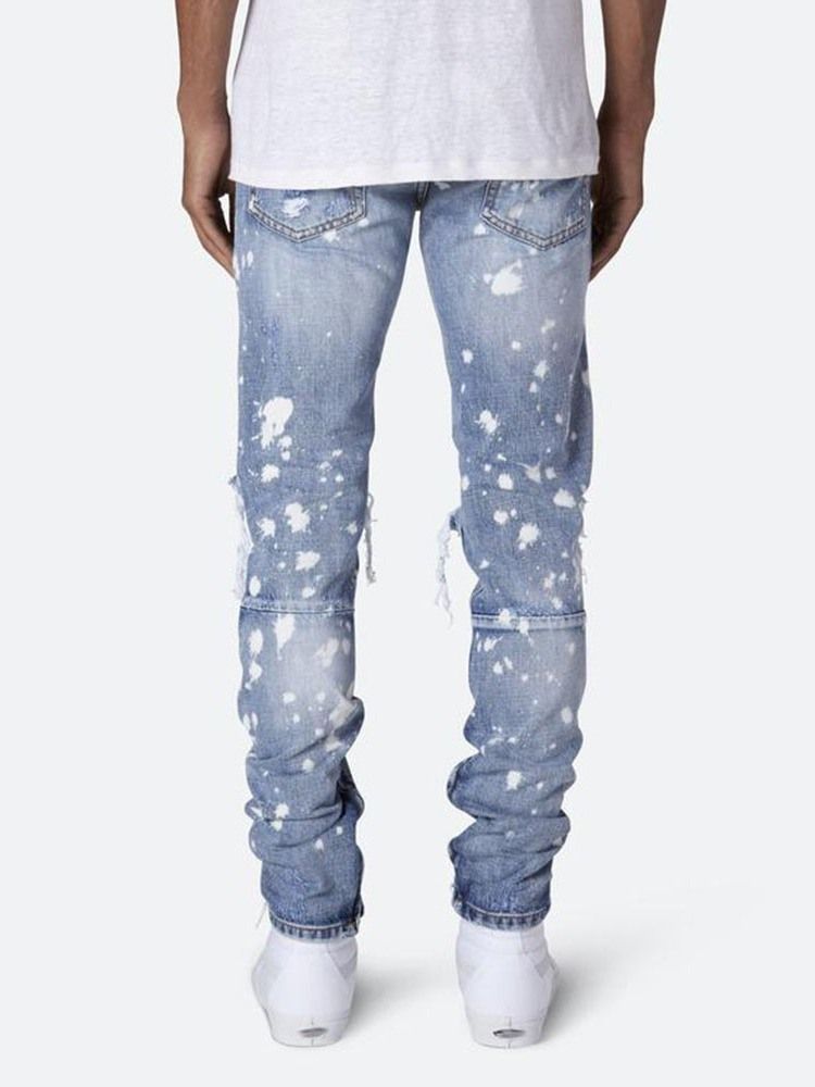 Dragkedja Casual Mid Waist Jeans För Män