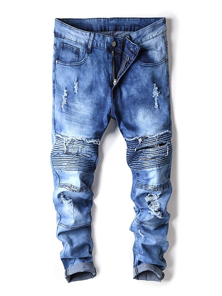 Enfärgade Jeans Med Dragkedja