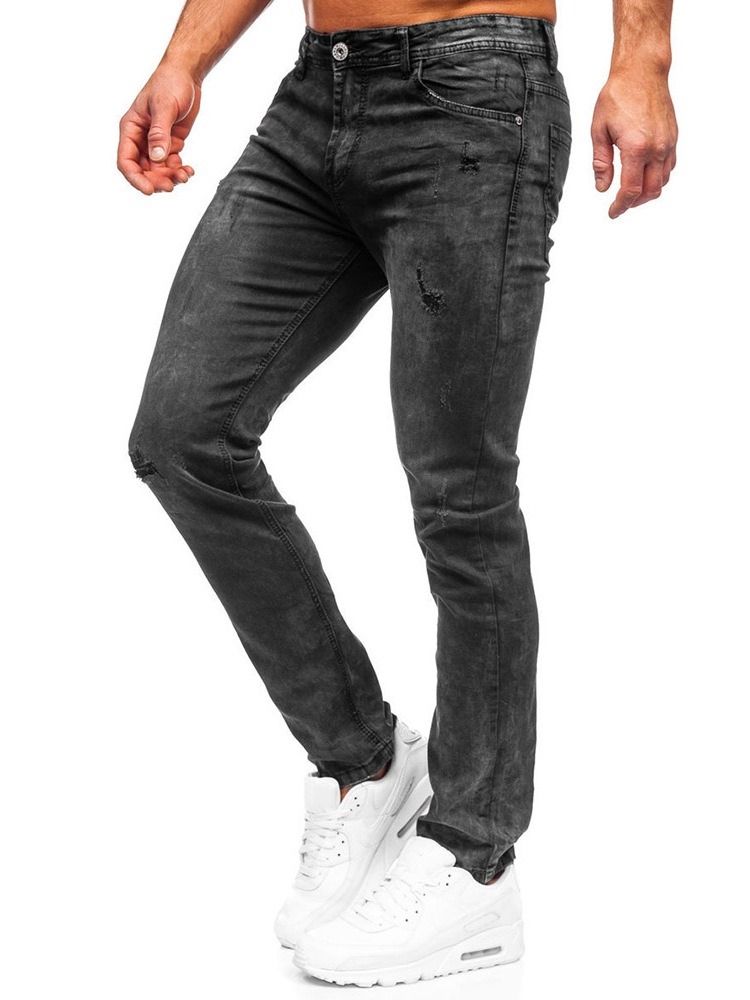 Färgblock Pocket Zipper Fashion Jeans