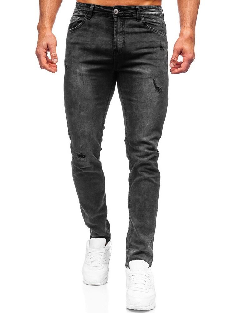 Färgblock Pocket Zipper Fashion Jeans