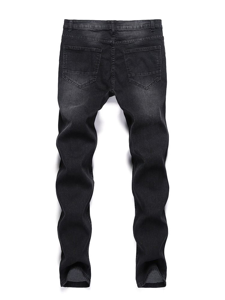 Hål Vanliga Pencil Byxor Casual Mid Waist Jeans