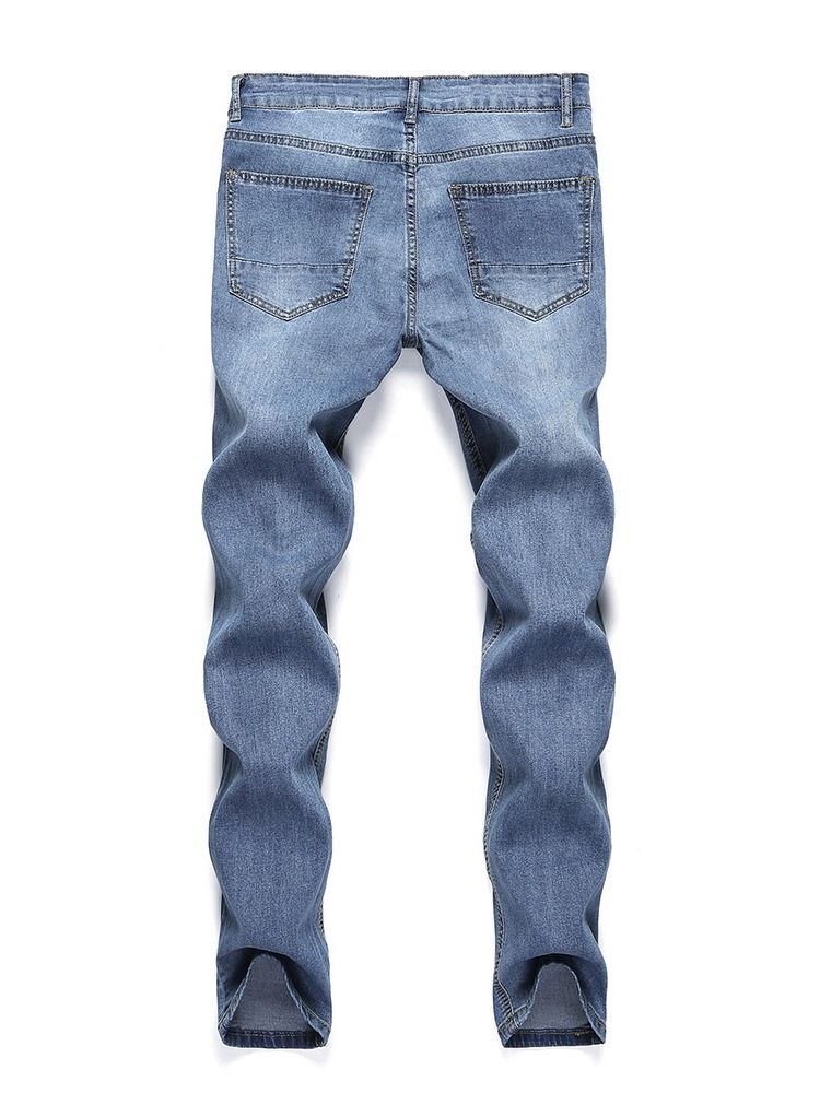 Hål Vanliga Pencil Byxor Casual Mid Waist Jeans