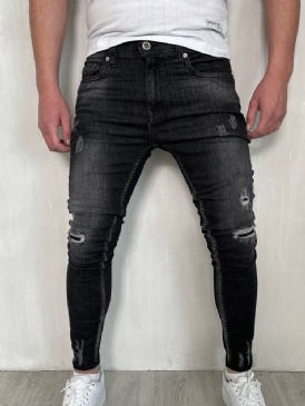 Hål Vanliga Pencil Byxor Dragkedja Mode Casual Jeans