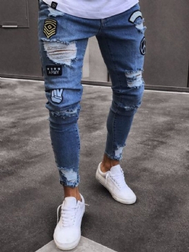 Herrkläder Blå Slitna Skinny Jeans