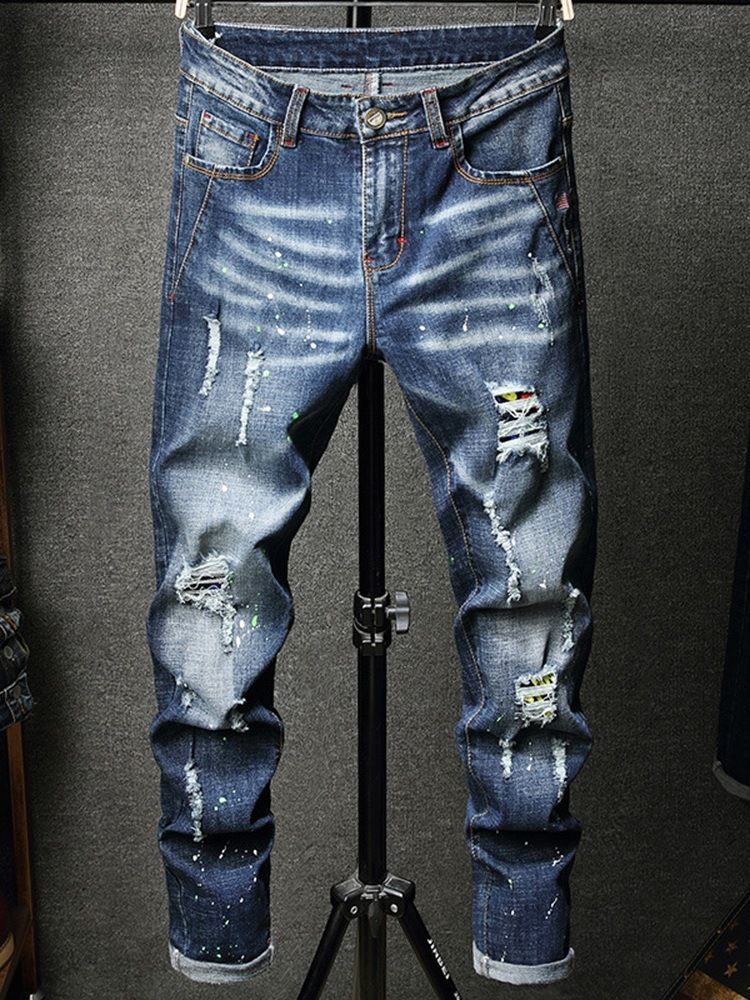 Hip Hop Jeans Med Raka Hål