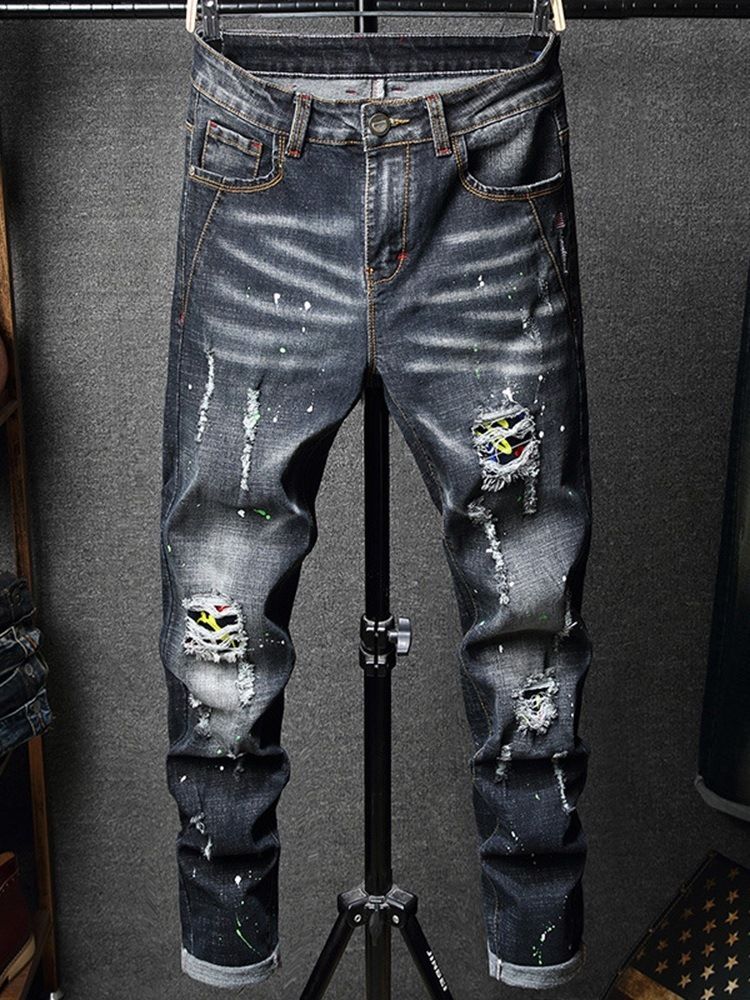 Hip Hop Jeans Med Raka Hål