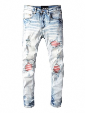 Patchwork Pencil Pants Mid Waist Europeiska Casual Jeans