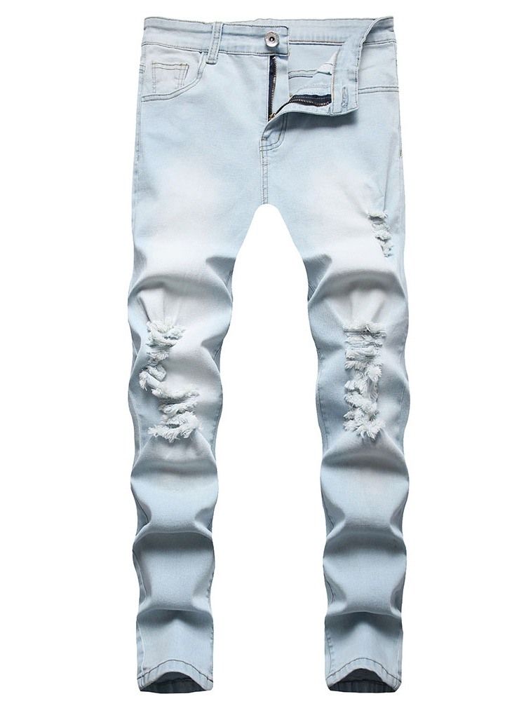 Pencil Byxor Dragkedja Casual Dragkedja Hellängd Jeans För Män