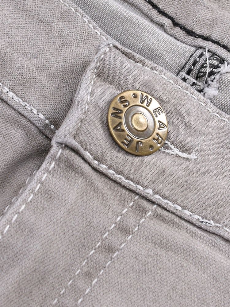 Pencil Byxor Fick Vanliga Män Casual Zipper Jeans