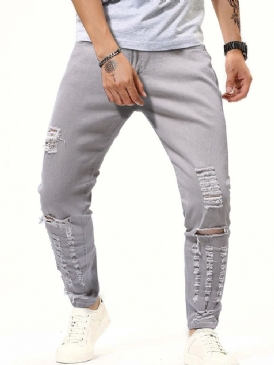 Pencil Byxor Fick Vanliga Män Casual Zipper Jeans