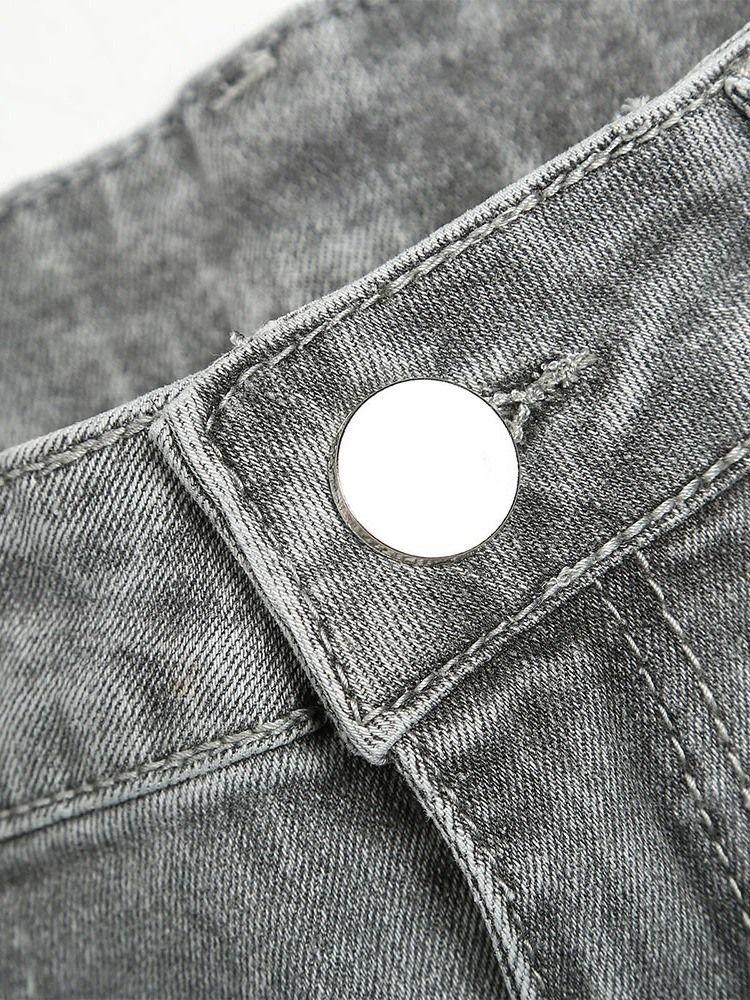 Pencil Pants Plain Pocket Dragkedja Herr Casual Jeans