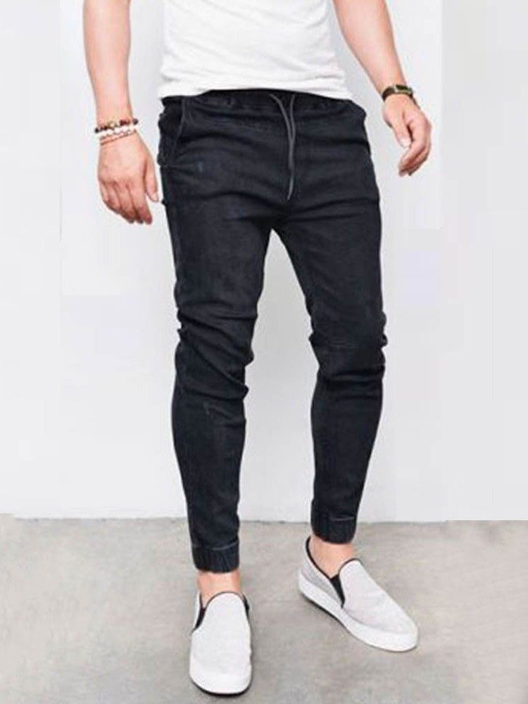 Pencil Pants Plain Pocket Herr Casual Jeans