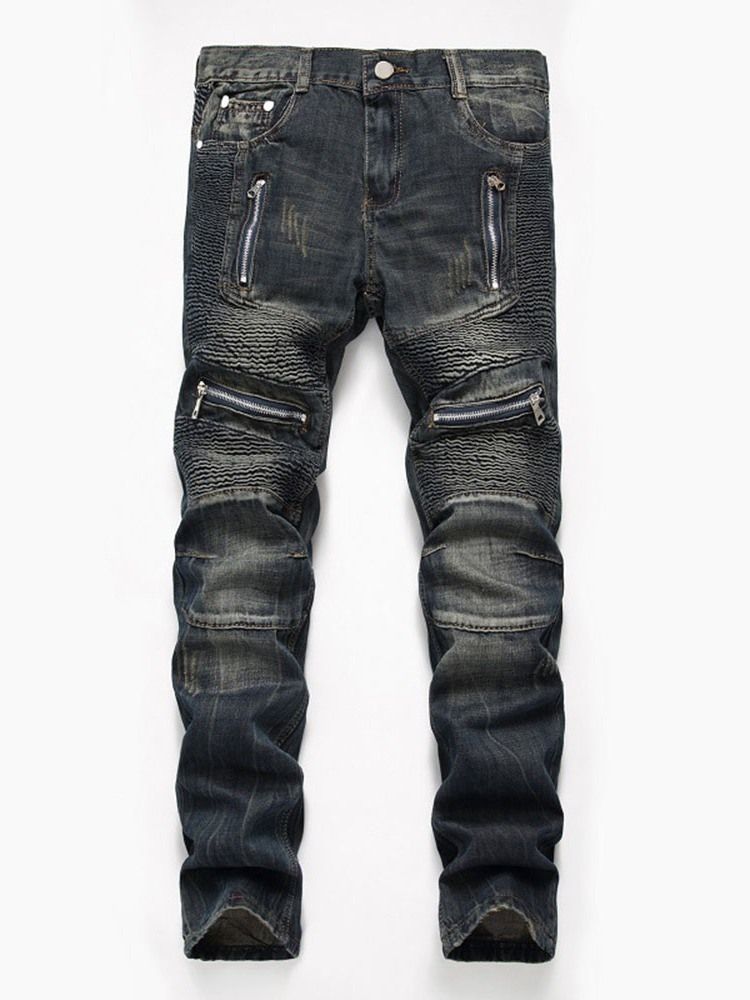 Plisserad Dragkedja European Jeans För Män