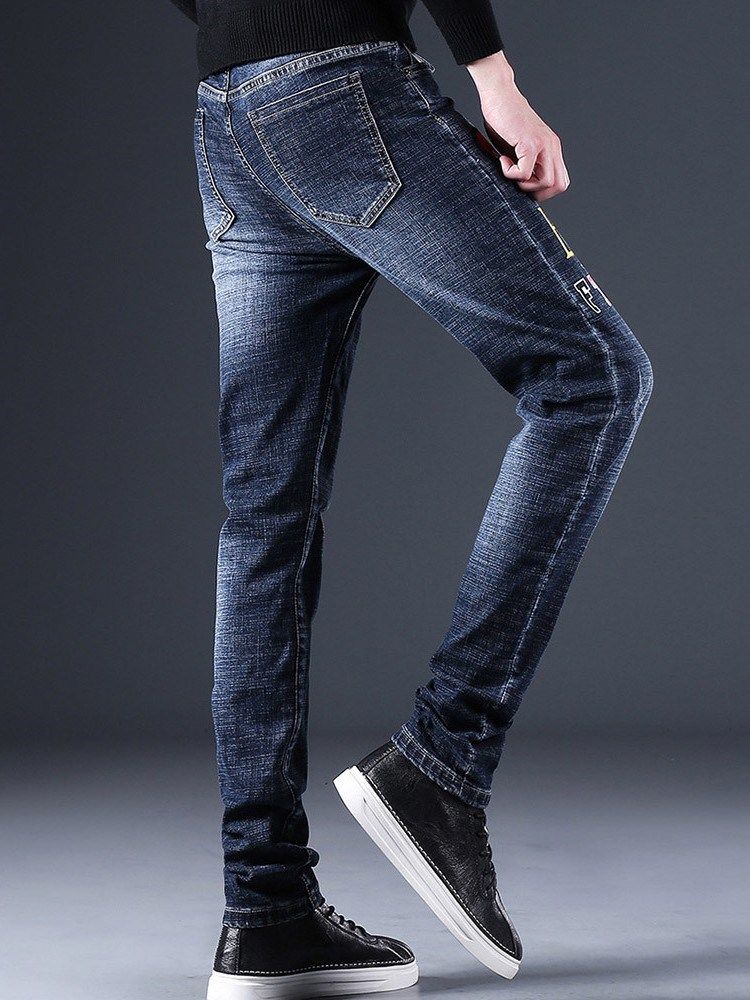 Pocket Straight European Mid Waist Jeans