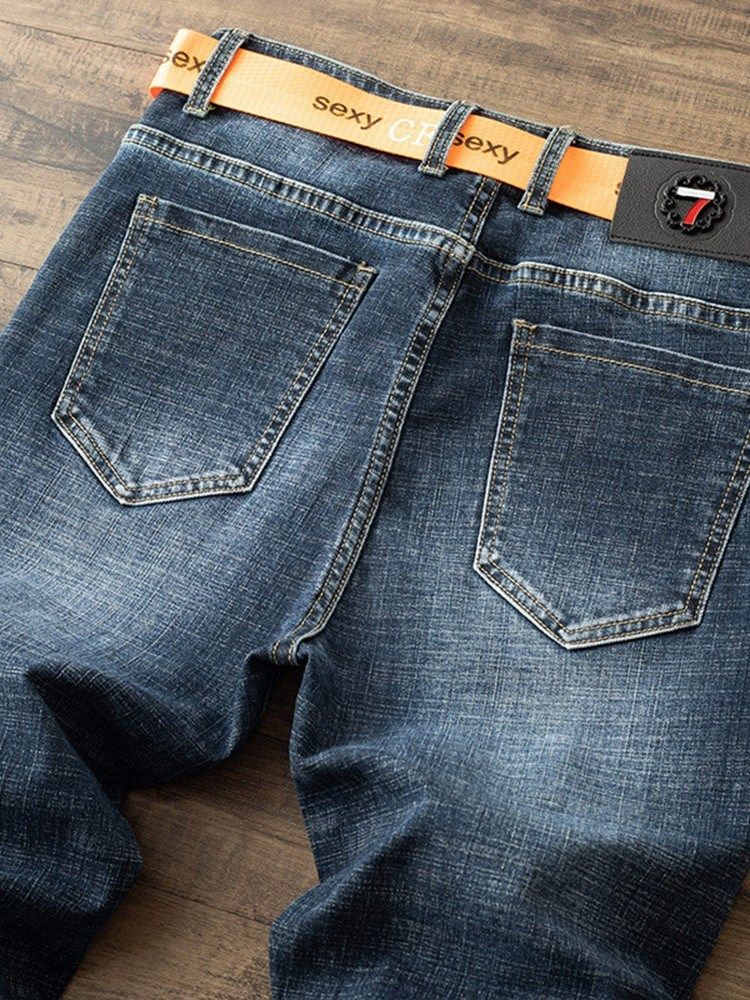 Pocket Straight European Mid Waist Jeans