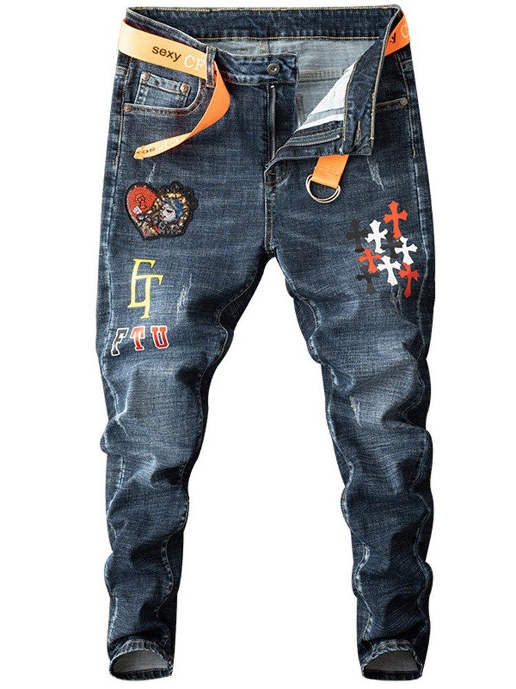 Pocket Straight European Mid Waist Jeans