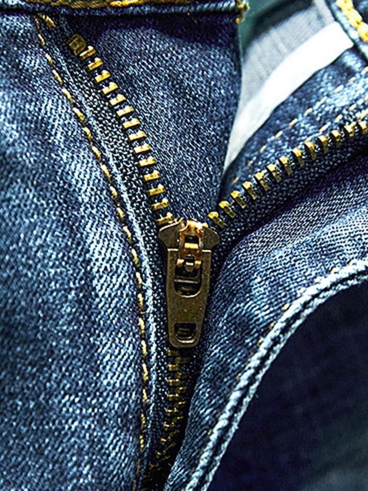 Pocket Vanliga Jeans Med Dragkedja I Mitten Av Midjan