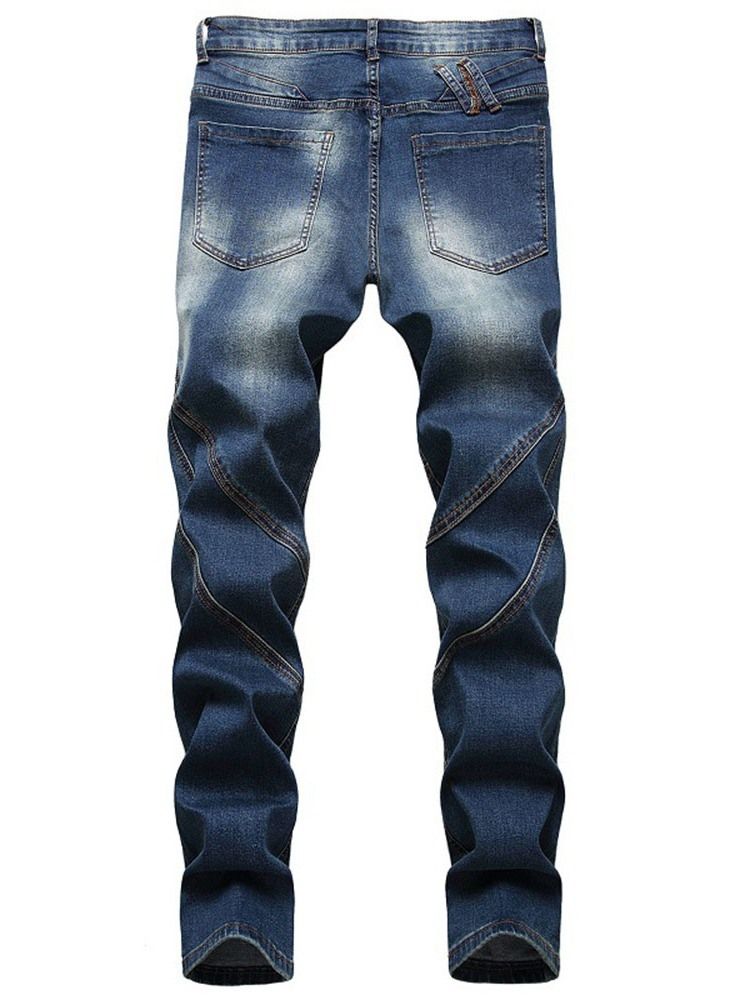 Rak Dragkedja För Män Med Mid Midja Jeans