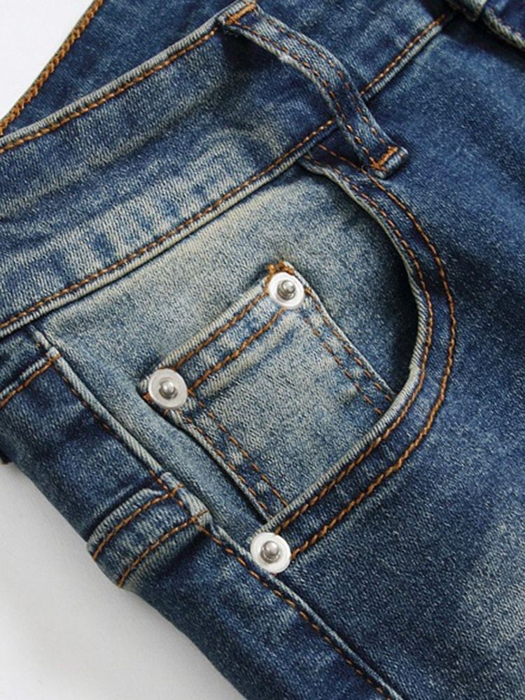 Rak Dragkedja För Män Med Mid Midja Jeans