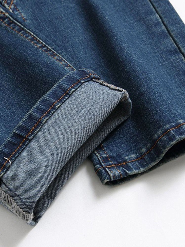 Rak Dragkedja För Män Med Mid Midja Jeans