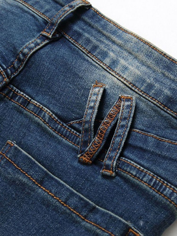 Rak Dragkedja För Män Med Mid Midja Jeans