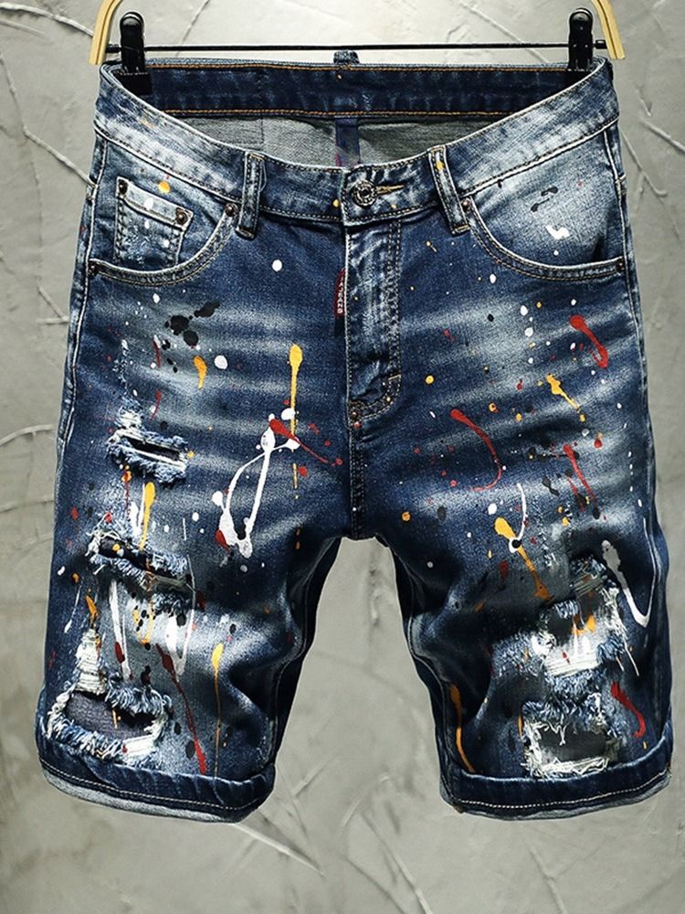 Thin Paint Splatters Koreanska Zipper Jeans