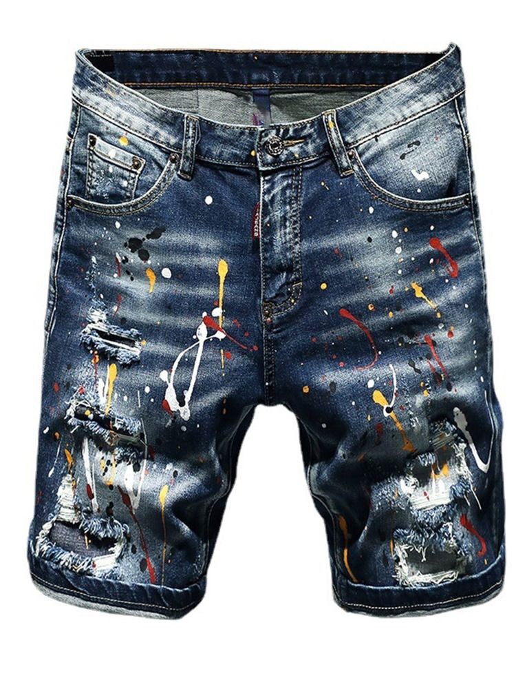 Thin Paint Splatters Koreanska Zipper Jeans