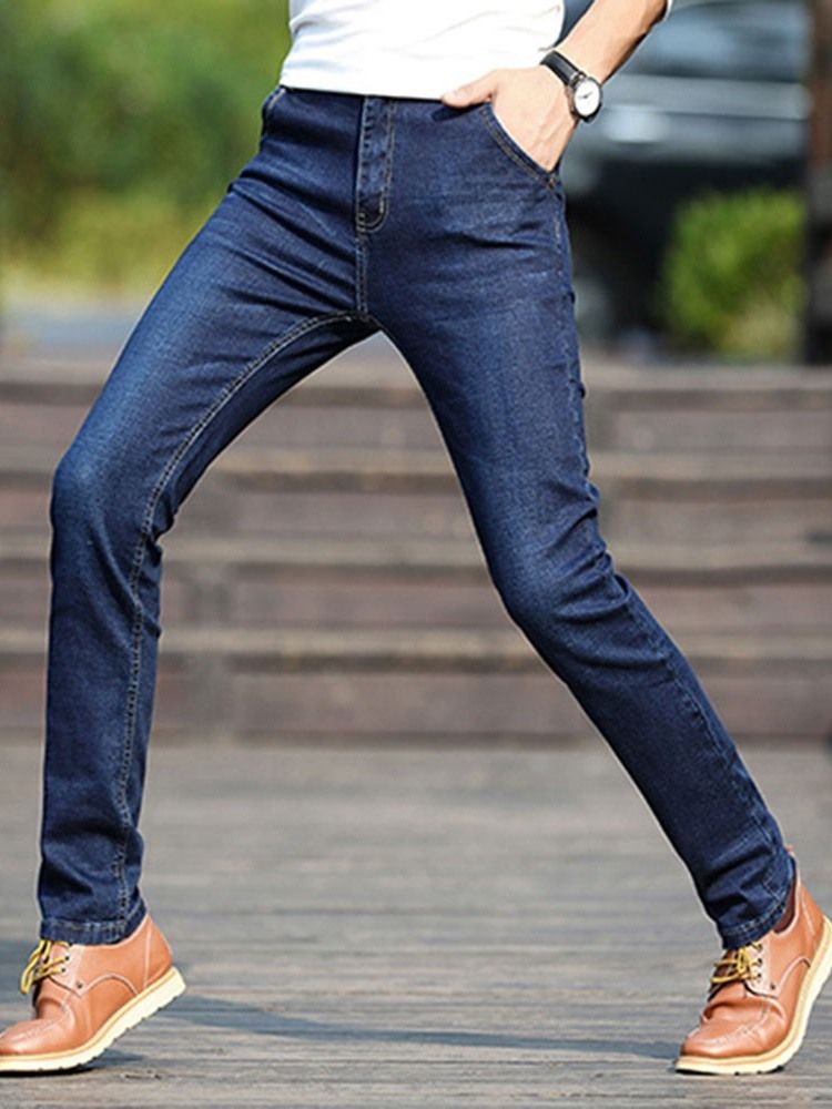 Vanliga Europeiska Midwaist Jeans För Män