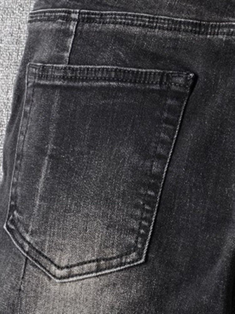 Vanliga Pencil Byxor Hål Mode Mid Waist Jeans