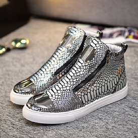 Sequin Serpentine Zipper High Cut Sneakers För Män