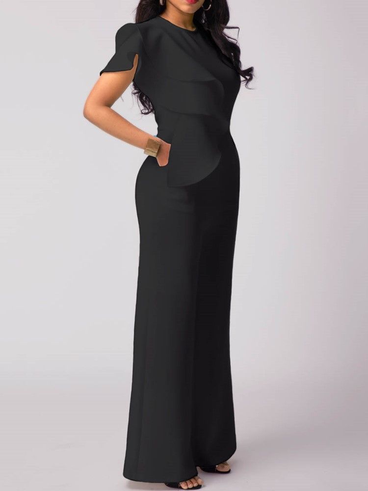 Asymmetri Volanger Wide Leg Jumpsuit För Kvinnor