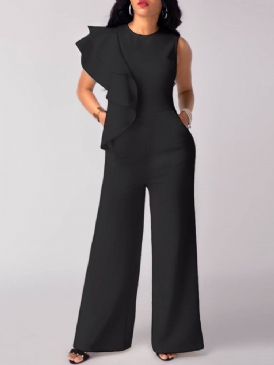 Asymmetri Volanger Wide Leg Jumpsuit För Kvinnor