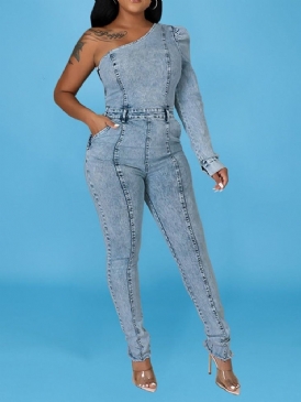 Asymmetrisk Sweet Full Längd Skinny Pencil Pants Jumpsuit