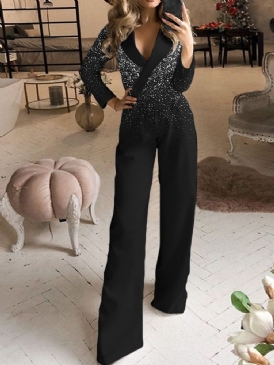 Full Längd Patchwork Mode Lös Mid Waist Jumpsuit