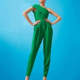 Full Längd Vanlig Office Lady Slim Mid Waist Jumpsuit