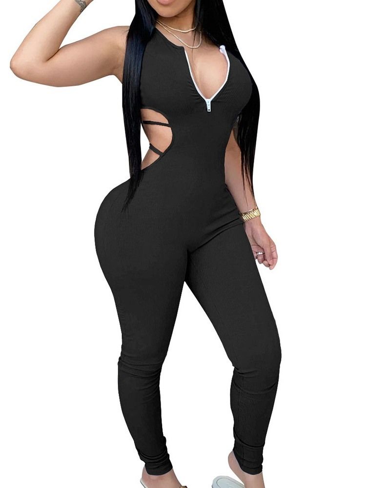 Hellängd Vanlig Sexig Pennbyxa Skinny Jumpsuit