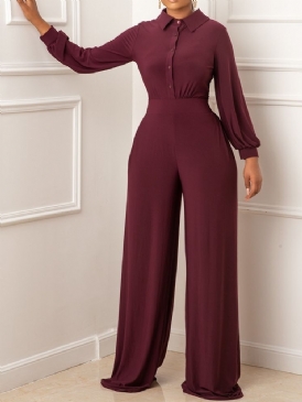 Knapp Full Längd Formell Rak Slim Jumpsuit