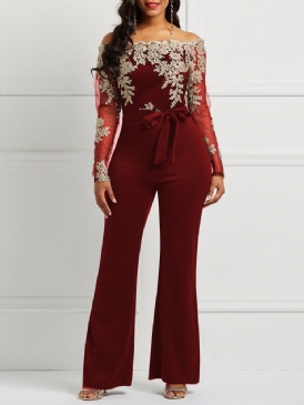 Lace Off-Soulder Patchwork Jumpsuit För Kvinnor