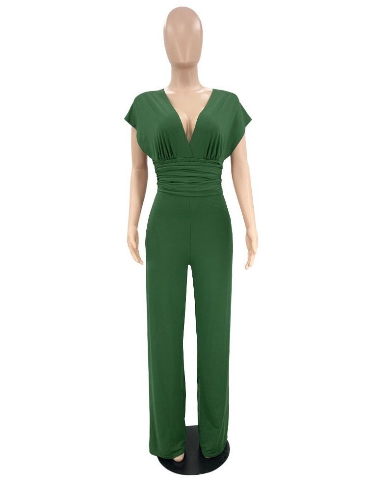 Lace-Up Full Längd Western High Waist Rak Jumpsuit