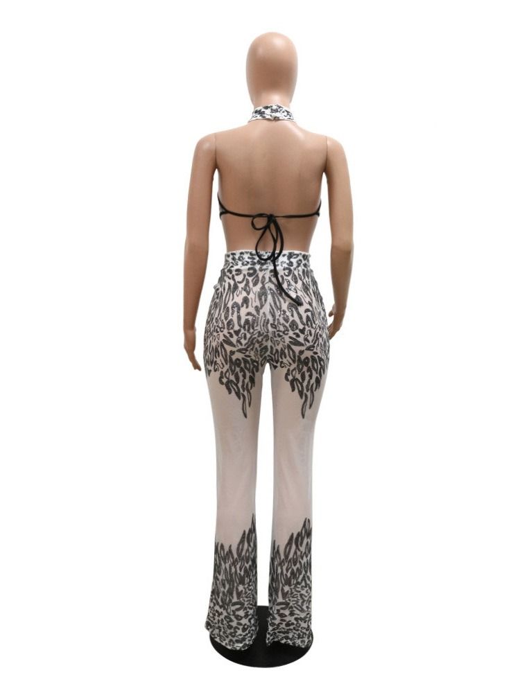 Mode Full Längd Backless Mid Waist Slim Jumpsuit