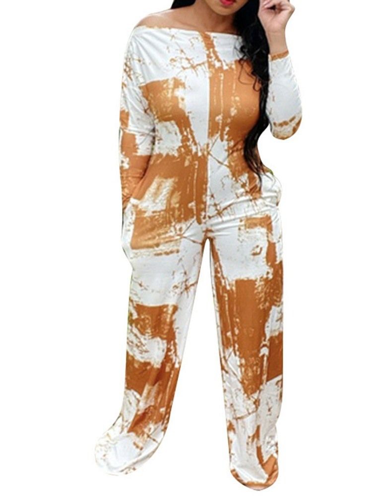 Mode Hellängd Färgblock Mid Midja Slim Jumpsuit