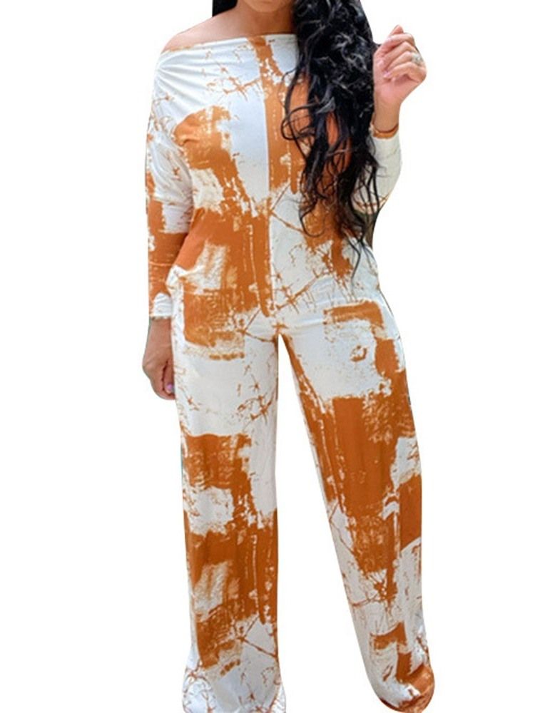 Mode Hellängd Färgblock Mid Midja Slim Jumpsuit