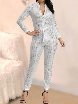 Paljetter Ankellängd Casual Skinny Jumpsuit