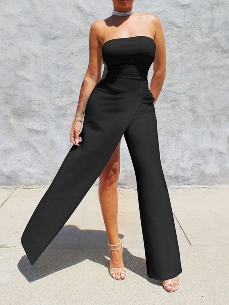 Plain Prom Patchwork Sexig Slim Jumpsuit