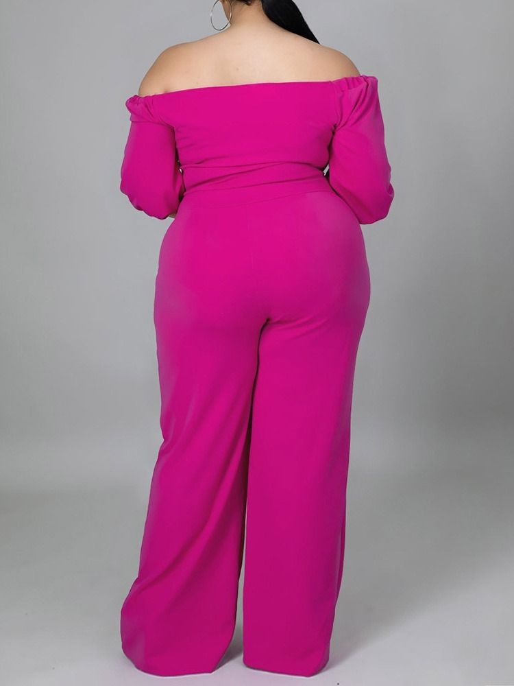 Plus Size Vanlig Snörning Jumpsuit Med Hög Midja I Full Längd