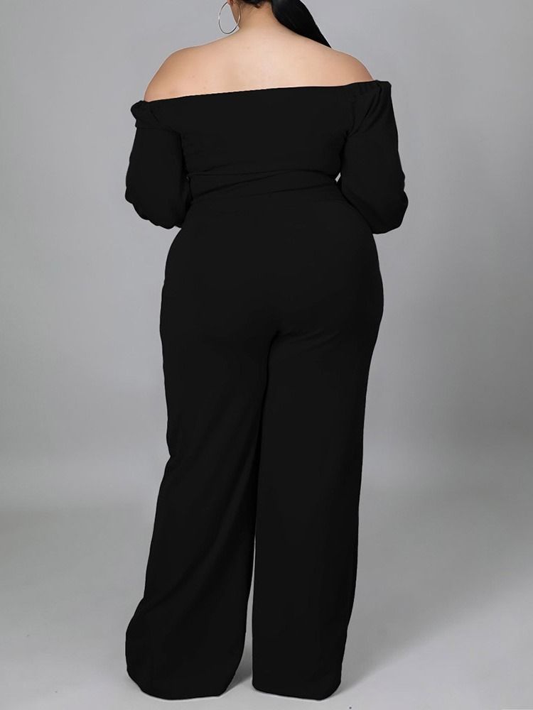 Plus Size Vanlig Snörning Jumpsuit Med Hög Midja I Full Längd