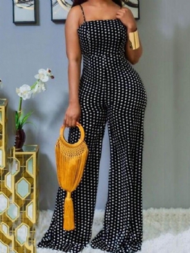 Polka Dots Office Lady Hellängd Slim Rak Jumpsuit För Kvinnor