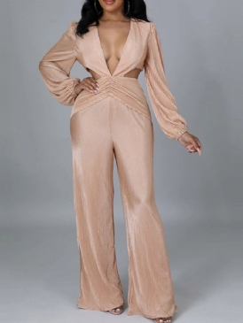 Sexig Full Längd Vanlig Hög Midja Slim Jumpsuit